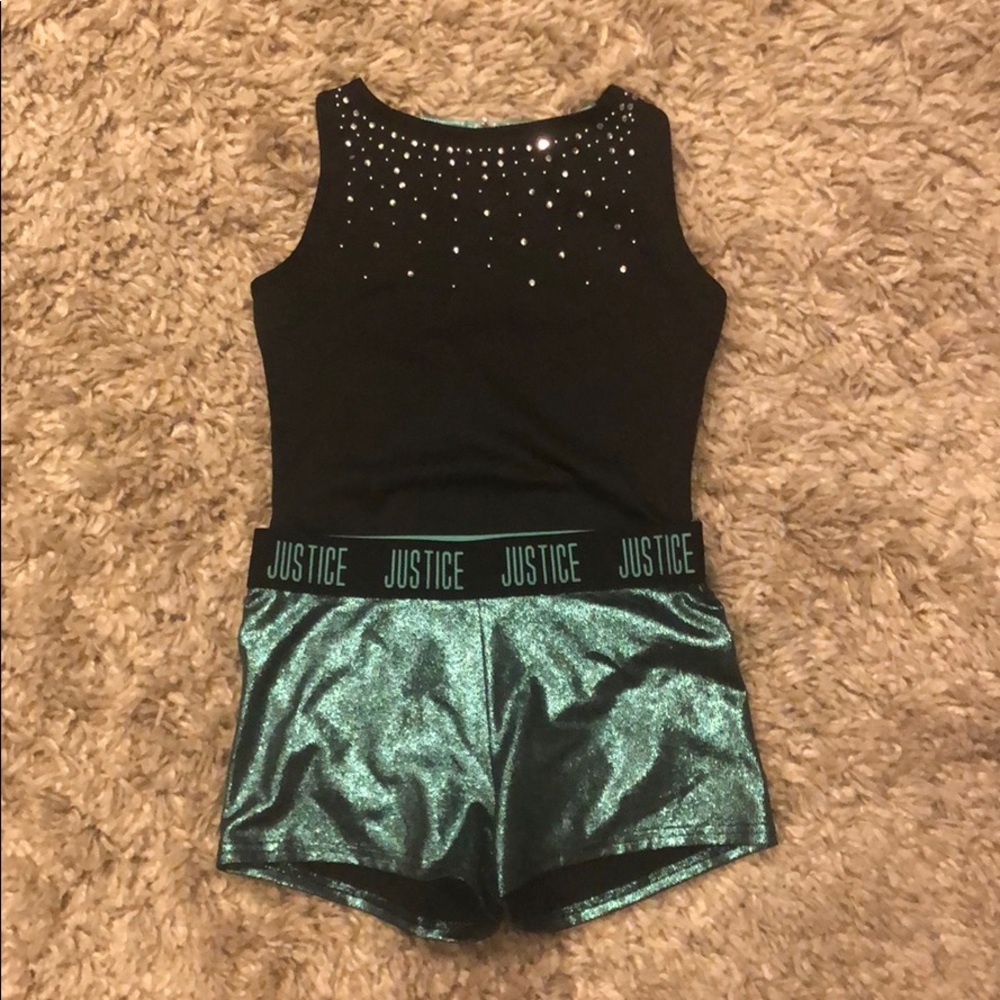Justice leotard and matching shorts